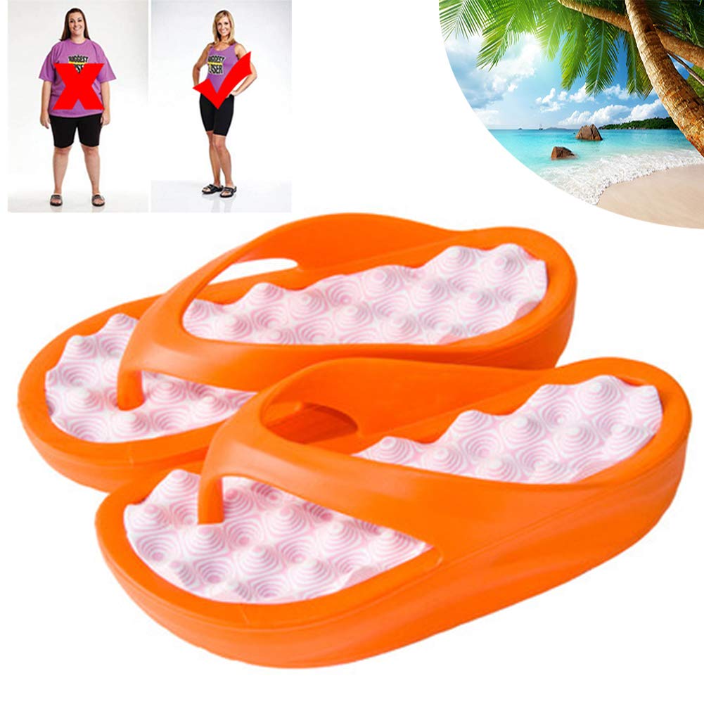 POEO Massage Anti-Skid Flip Flops, Women's Men's Portable Anti-Skid Traveling Bathroom Shower Sandals Beach Slippers (Orange),M