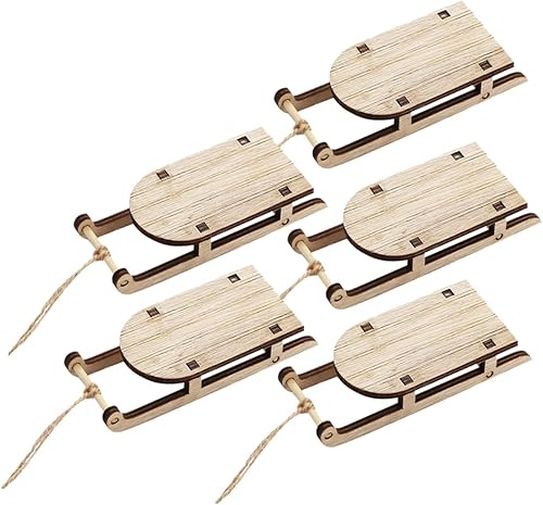 VOSAREA Trineo para mesa de Woodsy Decoración de Belén coleccionable de Navidad, trineo de madera de Navidad, decoración de árbol de Navidad, adorno