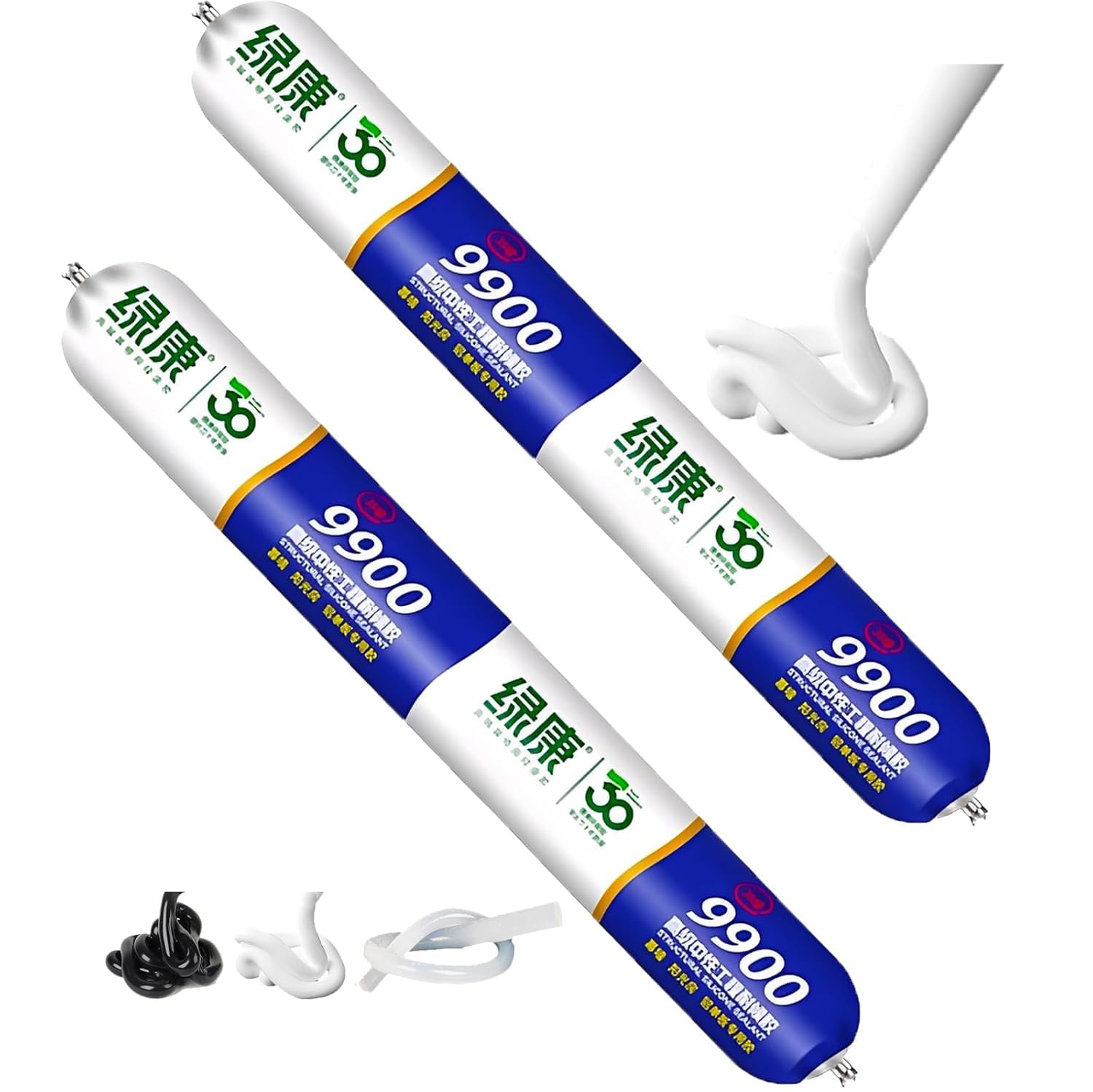 9900 Silicone Waterproof Sealant, Clear Multipurpose Caulk for Roof & Wall Cracks, UV Heat Resistant, Indoor Outdoor Use for RV Gutter Tile Stone (White,2Pcs)