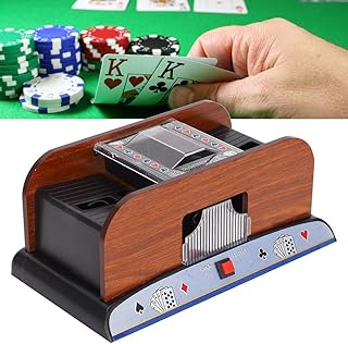 Baralhador automático de cartas de baralho com 2 baralhos, embaralhador de cartas de madeira, máquina de embaralhamento de cartas alimentada por bateria, embaralhador de cartas para baralho de pôquer