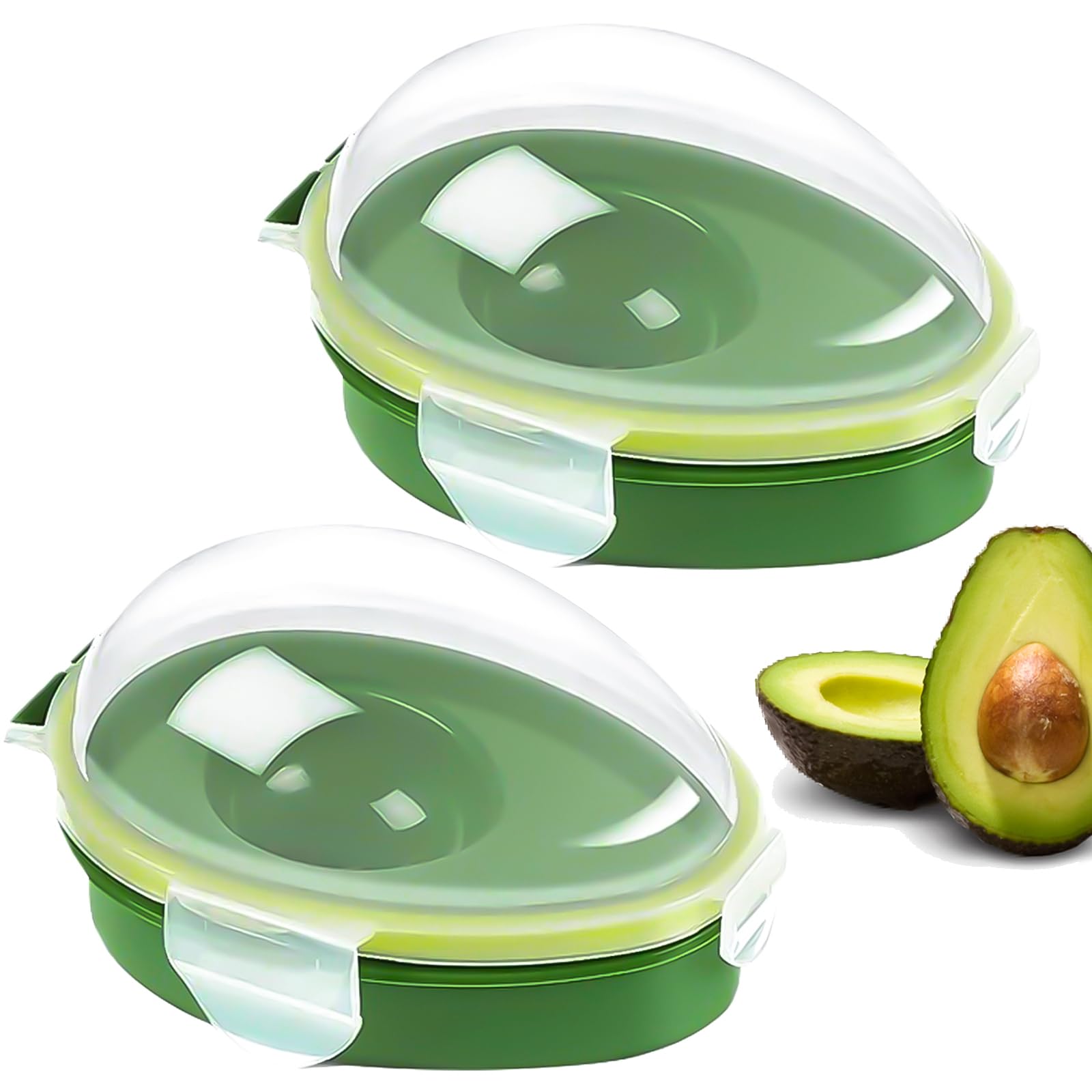 DXQCHDUO Avocado-Aufbewahrungsbehälter, wiederverwendbarer Avocado-Behälter, Avocado-Aufbewahrung, Obst-Aufbewahrungsbox, um Ihre Avocados frisch zu halten, Küchenzubehör, Grün, 2 Stück Küche, Haushalt & Wohnen
