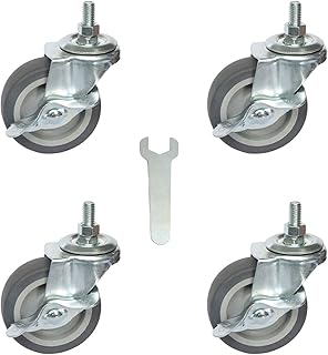 AAGUT 3" Swivel Caster Wheels, 4 Pack 5/16"-18 x 1" Threaded Stem Mount Dust Cover TPR Heavy Duty Casters Replacement for Carts, Furniture, Dolly,Trolley, Workbench,Each Bearing 150Lbs