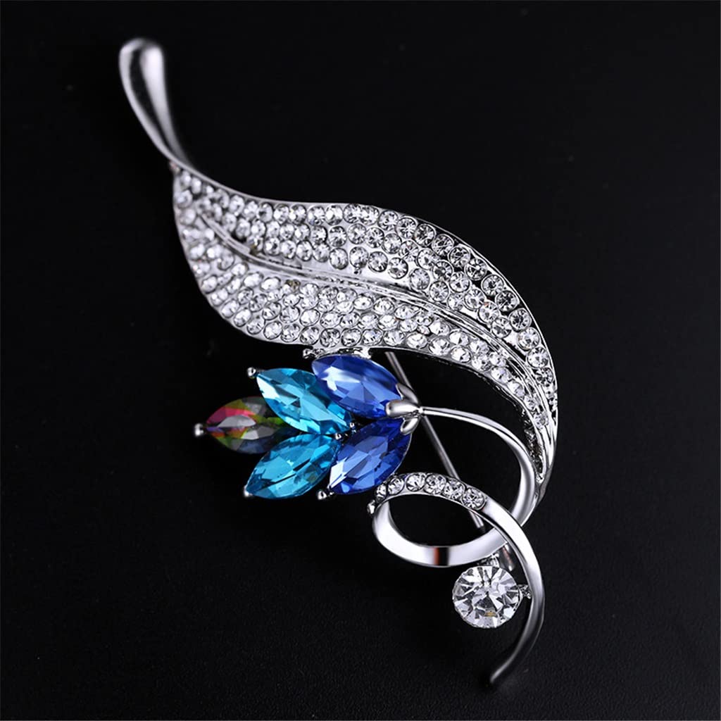 Damen-Brosche, Vintage-Stil, Blaue Blume, weibliche Pflanzenbrosche, Anstecknadel, Geschenk, Mantel passend