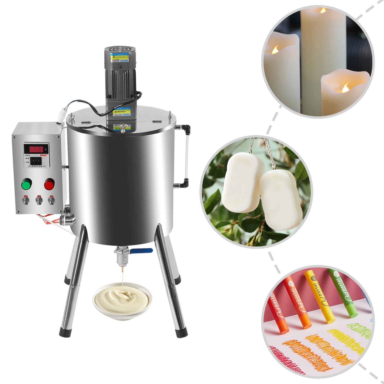 30L 8Gal Heating Mixing Filling Machine, Paste Liquid Filling Machine, Stainless Steel Stirring Tank Cream Liquid Filler Machine Lipstick Candle Heat Filler for Lipstick, Shoe Polish,Wax Products