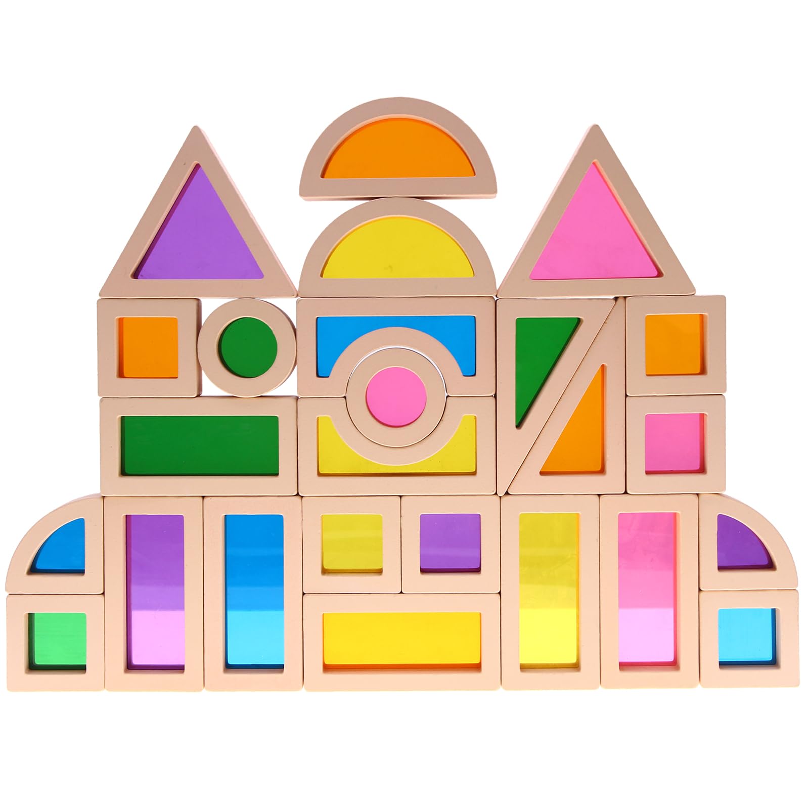 Folpus Regenbogen-Acryl-Bausteine 20 Stück - Stapelspielzeug Für Kinder