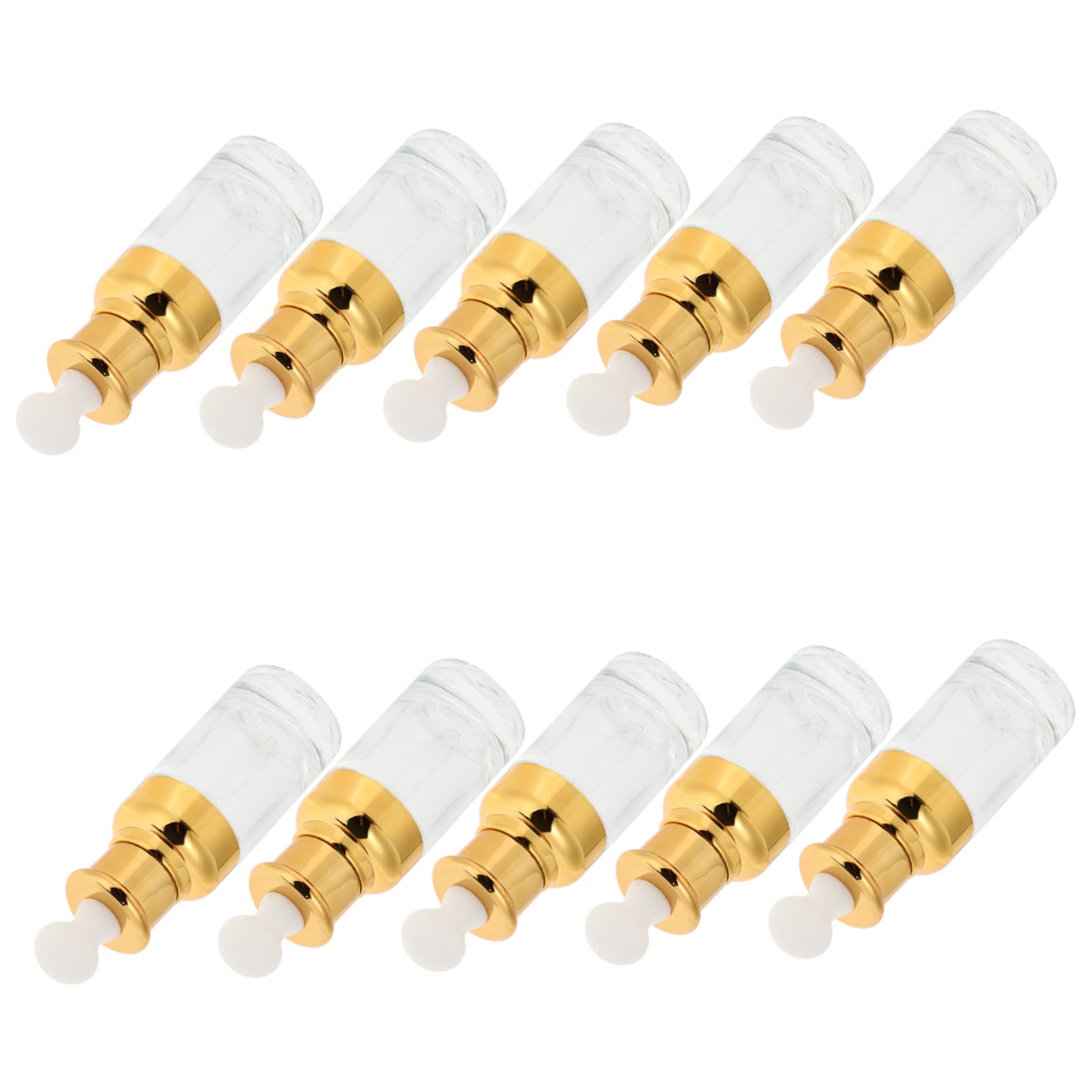 Botella de Aceite Esencial de Vidrio 50ml Dorado, 10 Piezas | Formato Reutilizable, Cierre Hermético para Viaje, Apta para Líquidos Cosméticos y Reactivos
