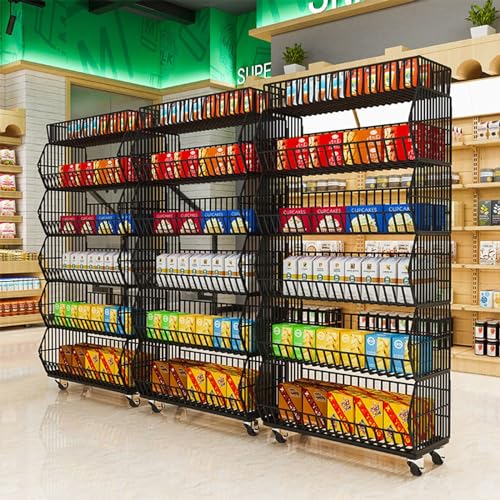 Estante de almacenamiento para snacks que elimina el desorden en tiendas y hogares