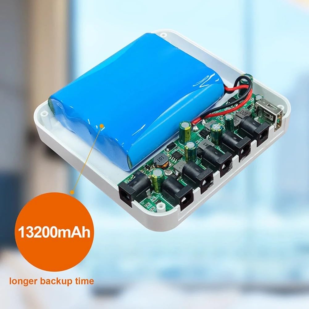 Mini UPS 13200mAh Fuente de alimentación ininterrumpida 5V/9V/12V/19V Backup batería para router, cámara, control de acceso, color blanco