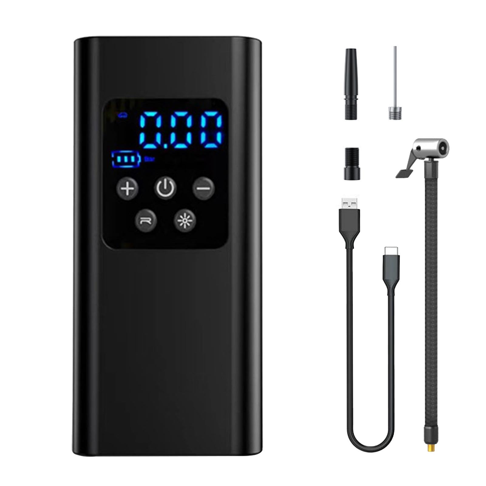 سامنے والا view of the ST-5525B Portable Tire Inflator with digital display