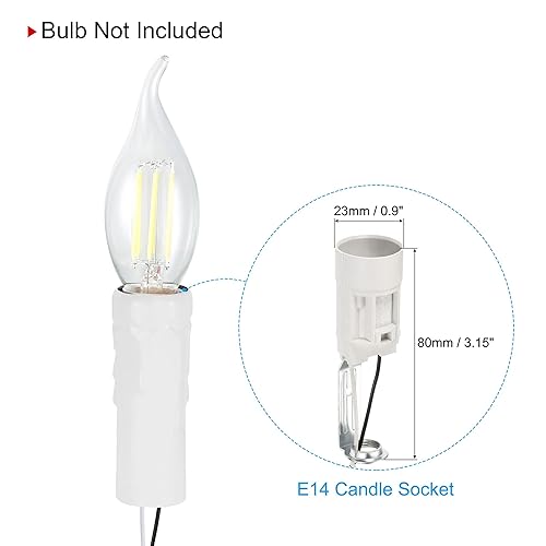 Miniatura 5 de uxcell Juego de 6 fundas para portalámparas E14 con alambre de 3 pulgadas de alto, color blanco
