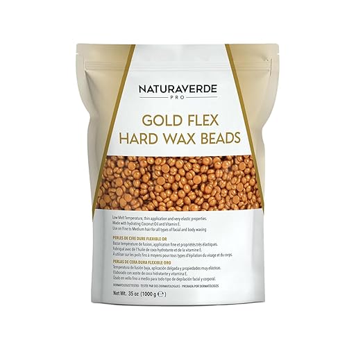 Pro Gold Flex - Cuentas de cera dura, depilación corporal y facial, cera de bikini brasileña para mujeres con aceite de coco calmante - 2.2 libras