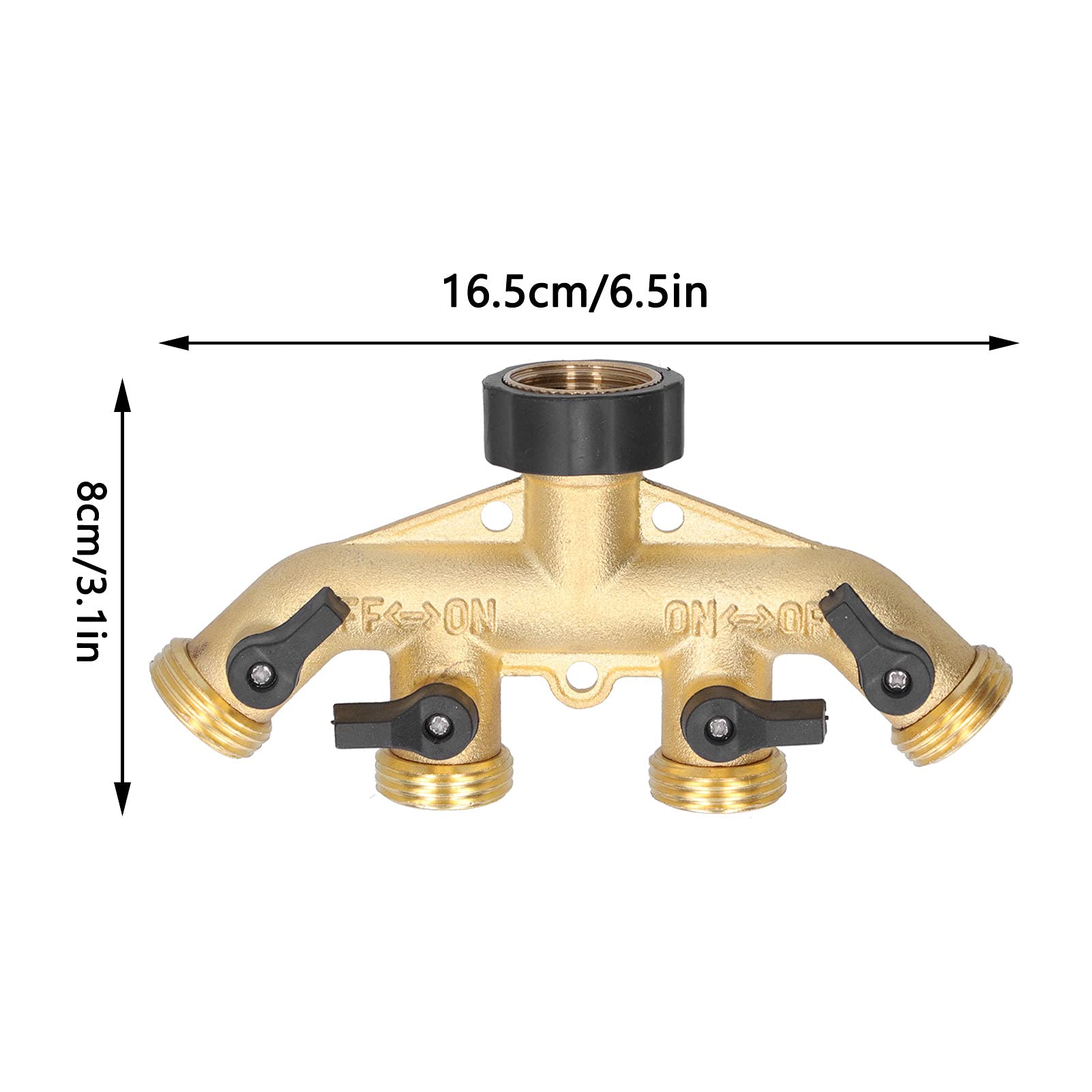 G3/4 Divisor de manguera de agua de 4 vías Adaptador de manguera de jardín Distribuidor de conector de riego para grifo