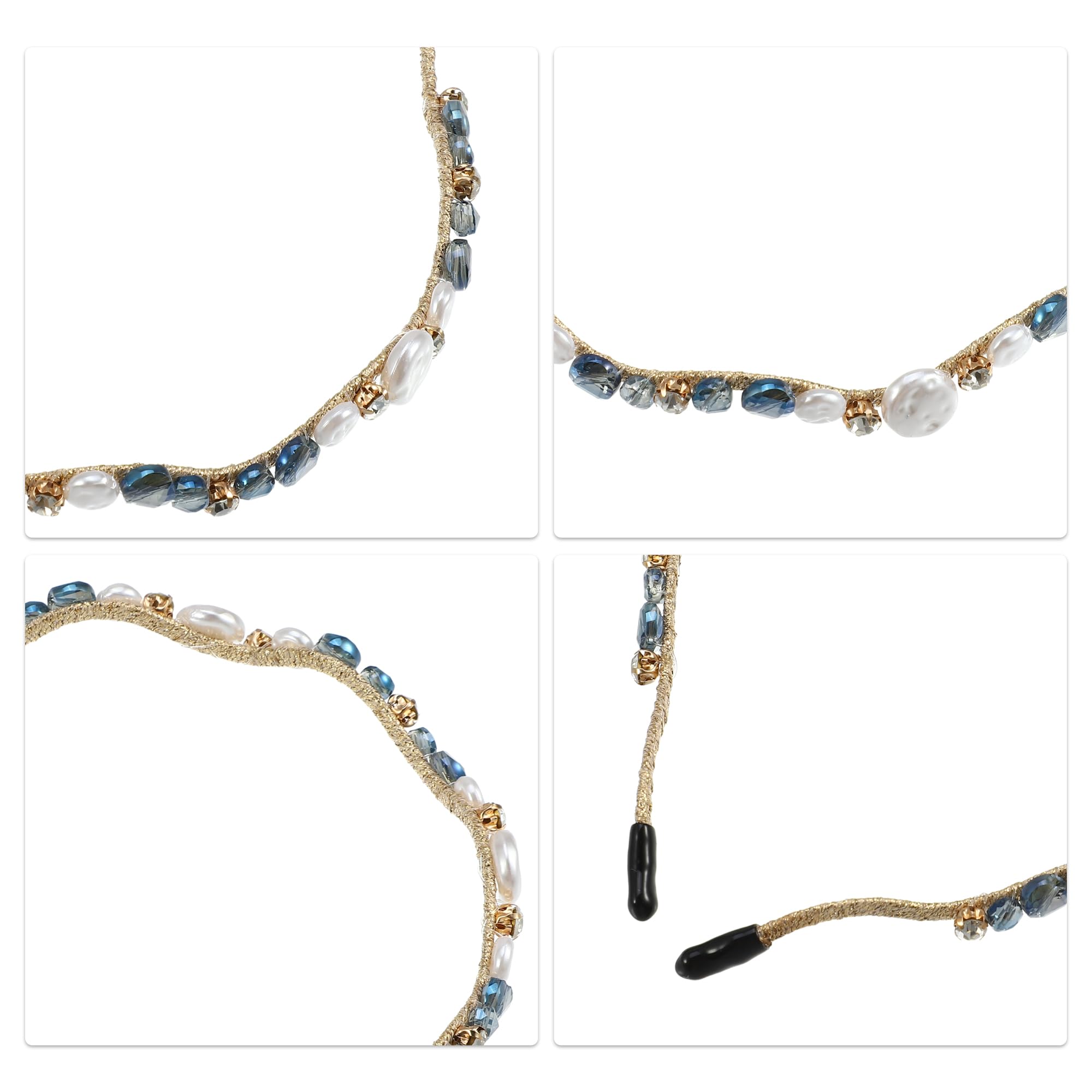 VOCOSTE Fascia Capelli con Perle Finte Annodata, Fascia Scintillante