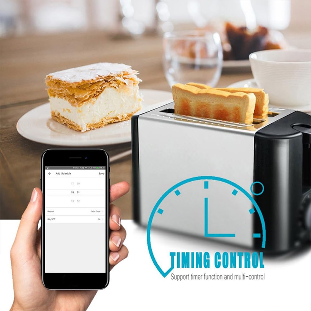 Jemora Multiprise Wi-Fi intelligente 16 A avec 4 prises de protection contre les surtensions et 4 ports USB Prises intelligentes multi-ports Télécommande Wi-Fi avec fonction de synchronisation Compati