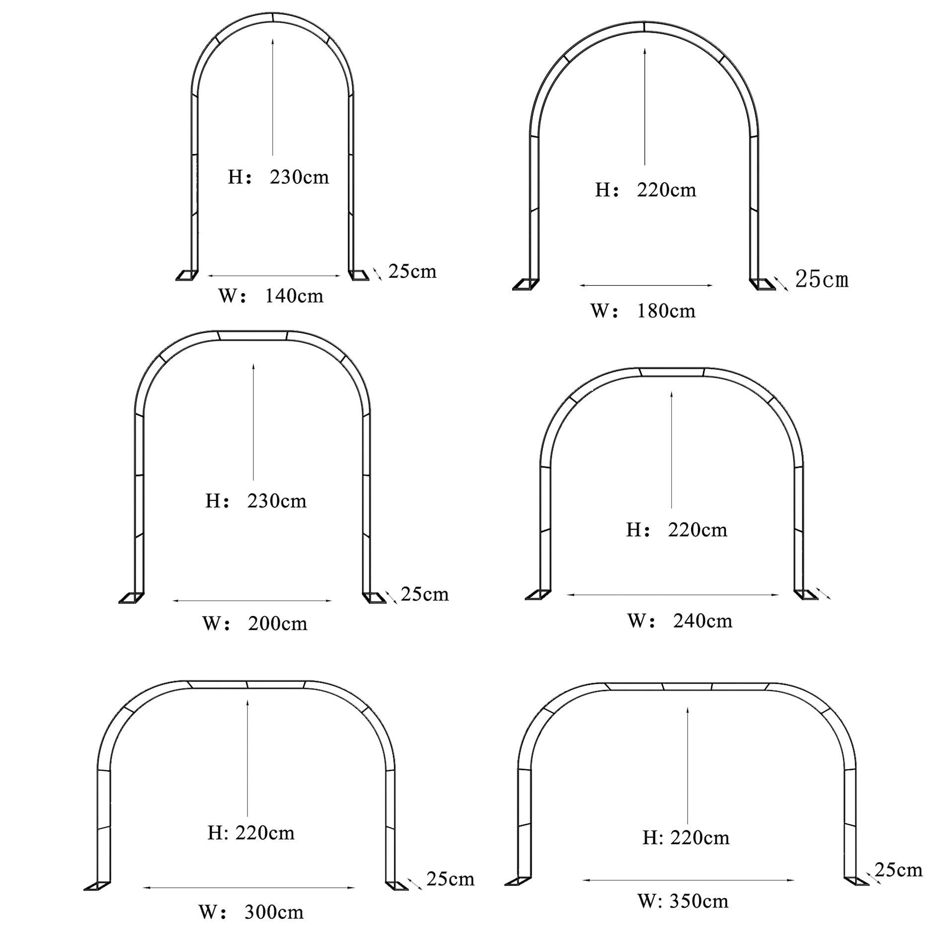 Metalowa Kratownica Ogrodowa Do Roślin Pnących, Róż, Winorośli, Dekoracji Ślubnych Na Świeżym Powietrzu I Podpór Pergoli,Black-W140xH230cm