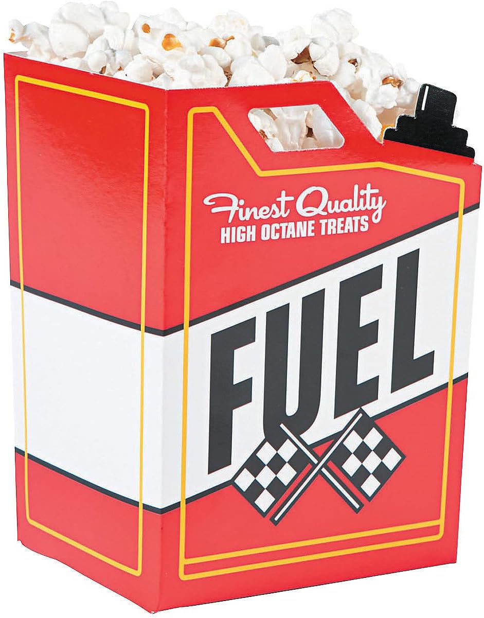 Fun Express Race Car Fuel Can Popcorn Treat Boxes – Perfect for Racing - Themed Birthday - Parties Fun Popcorn Containers for Kids Ideal for Party Favors and Goodie Bags – 24 Pieces - Multi-colored