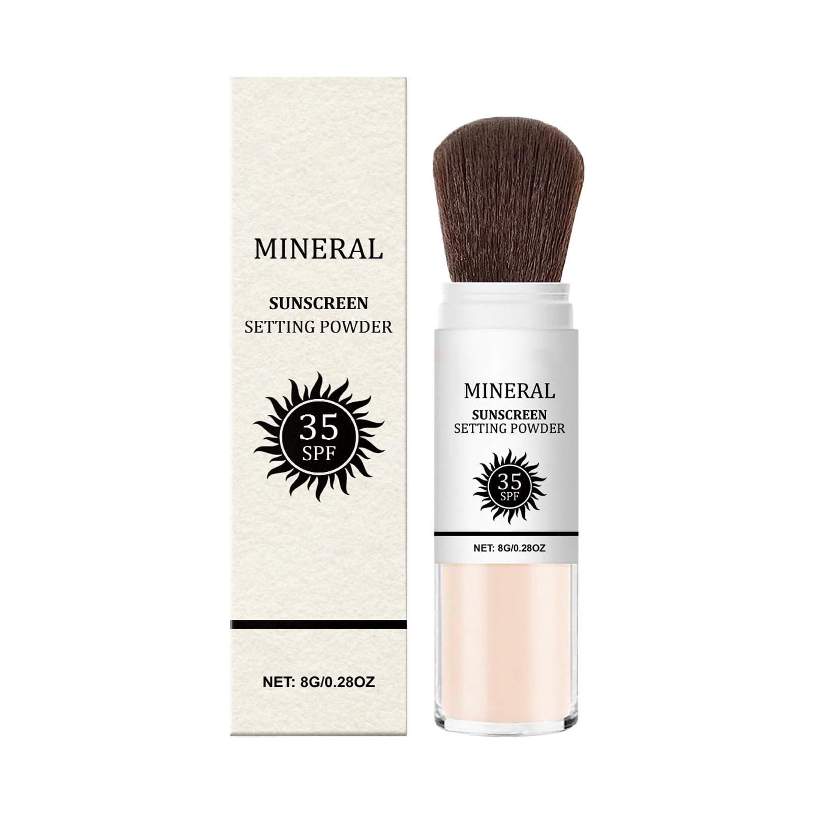 Pincel de protector solar de polvo mineral, 8 g de bloqueo solar de pólvora de ajuste suelto, hidratación y protector solar duradero, control de aceite, protección UV transpirable para la playa, viaje