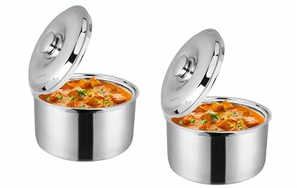 SignoraWare Therma Straight Shape Set Insulated Stainless Steel Casserole, Insulated Thermal Serving Bowl, Elegant Hot Pot Food Warmer/Cooler, 1500ml+1000ml, Set of 2, Silver