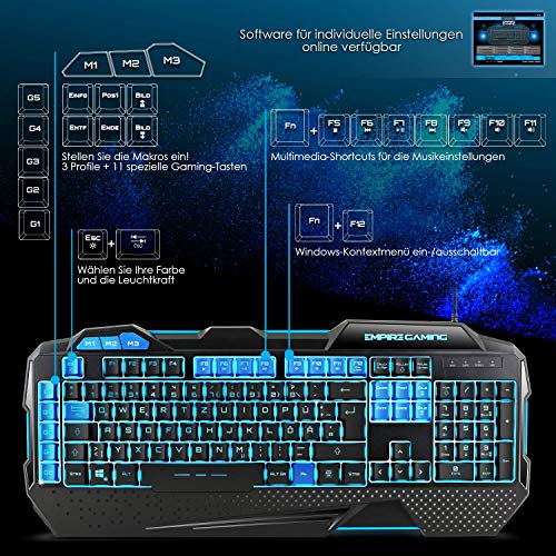 EMPIRE GAMING – Hellhounds Pack Gamer Deutsches QWERTZ Tastatur, Maus und Mousepad -Halbmechanisch – 33 Parametrierbare Makros - 7 Tasten 7200 DPI - LED RGB Hintergrundbeleuchtung - USB - Image 4