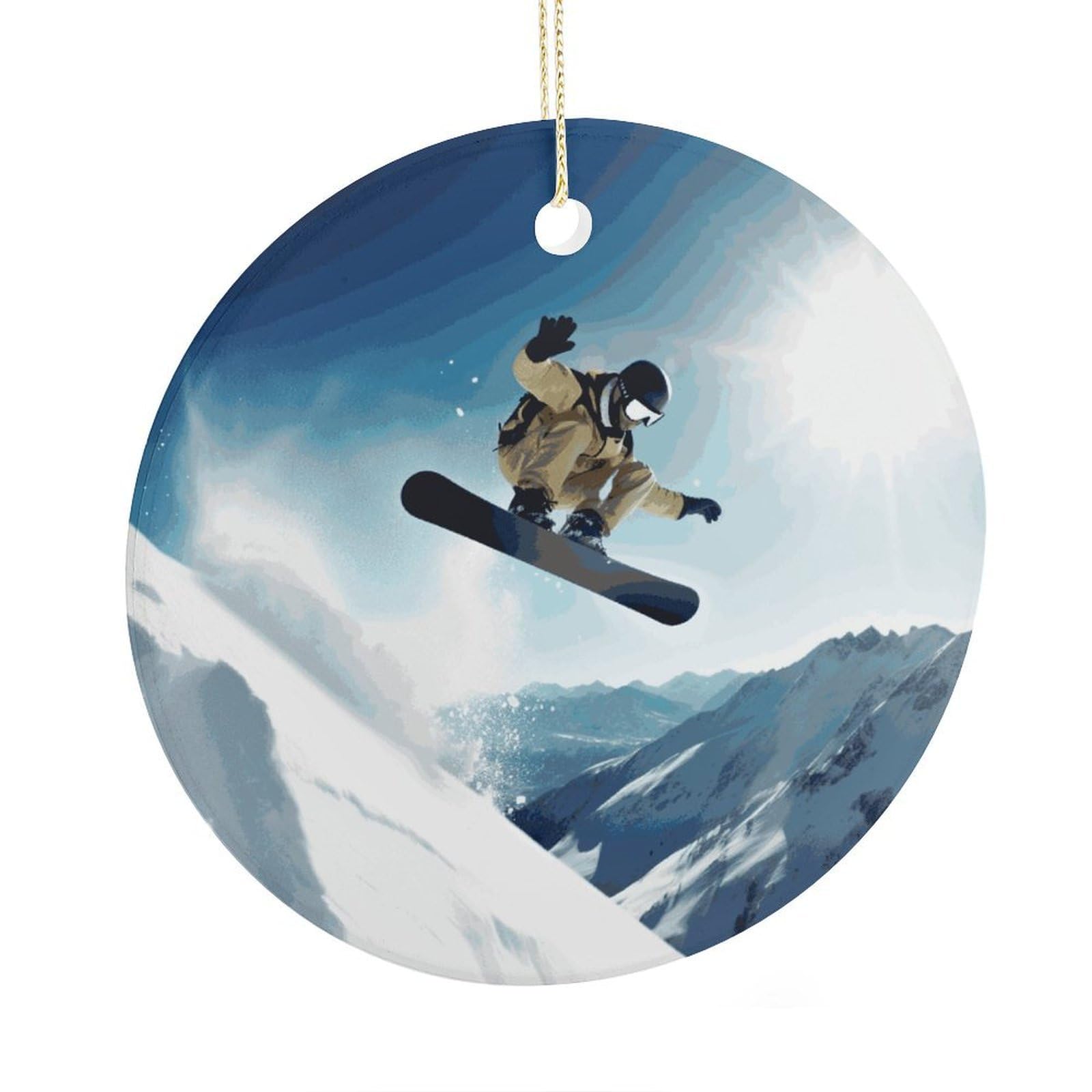 Adfgyerh Style Snowboarding Ceramic Circular Pendant,2.9 Inch，Hanging Ornament，Gift Exchange Idea Round Ceramic Ornament,For Mom And Daughter，For Home Indoor Outdoor Decor.