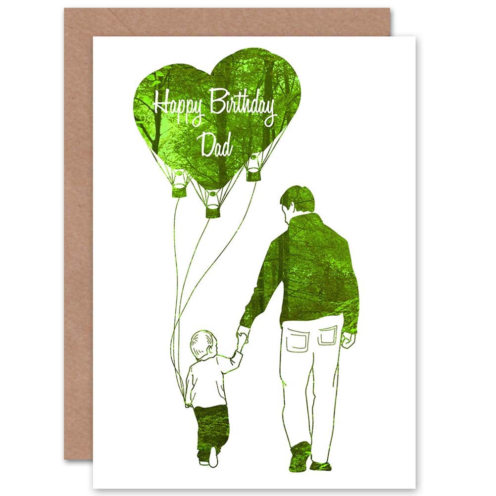 Artery8 Birthday Greeting Card - Green Tree Balloon