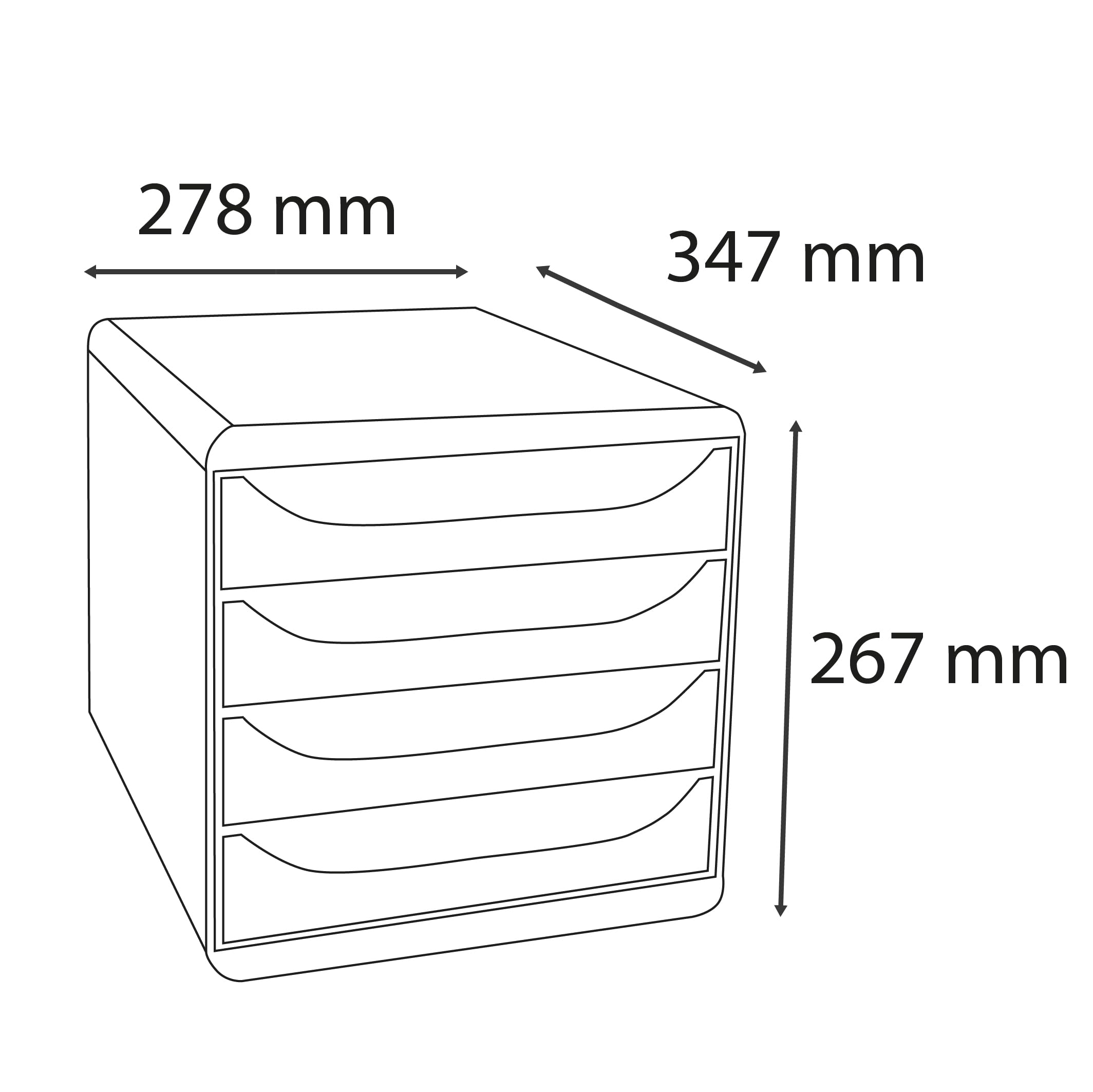 Exacompta 310498D Cassettiera BIG-BOX IDERAMA, 4 cassetti aperti per formato fino a 24x32cm, Dimensioni (LxAxP) 27.8x26.7x34.7cm