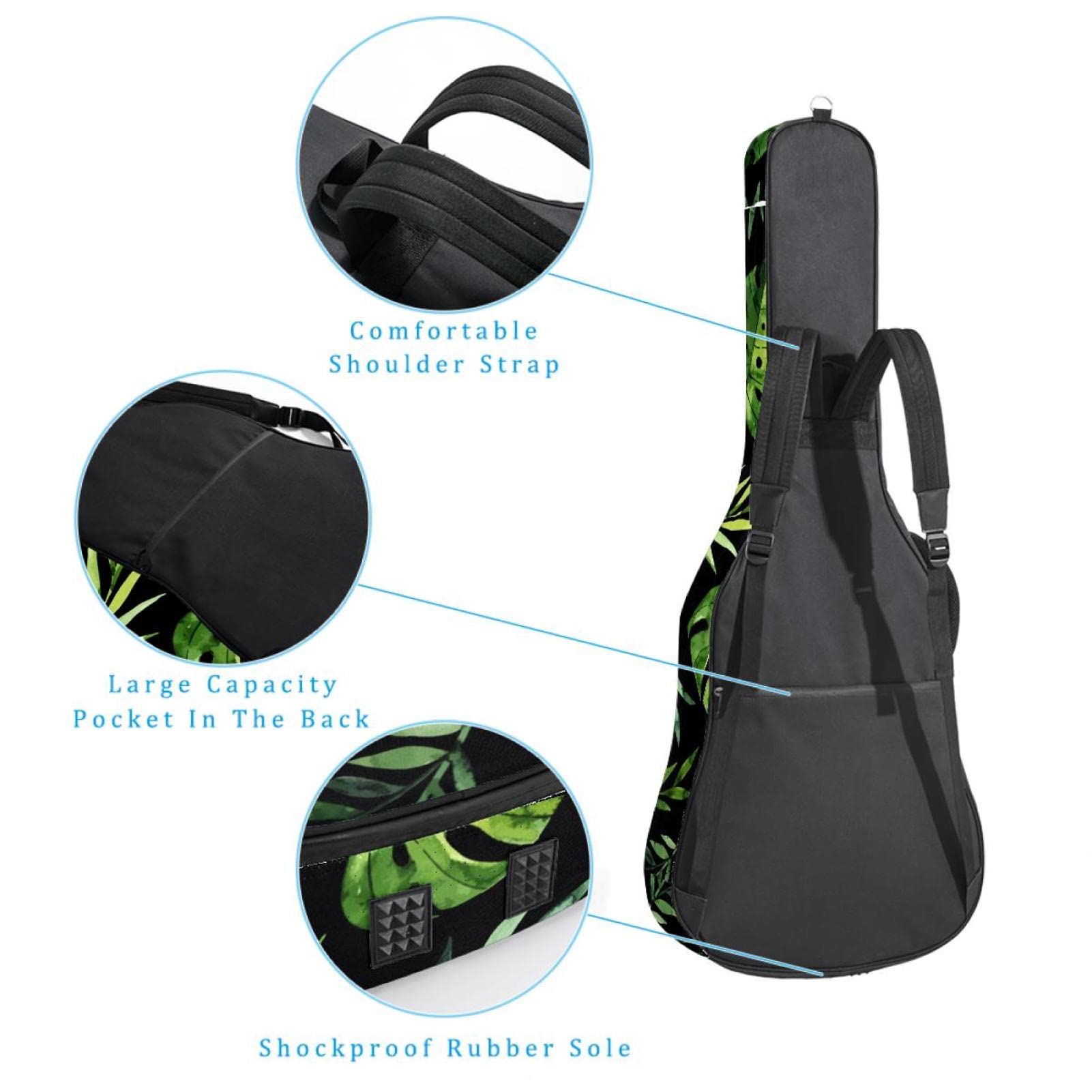Torba na gitarę akustyczną wodoodporna gitara plecak gruby miękki wyściełany płaski 'Happy Easter Bunny Egg' klasyczna gitara etui, Kolor3, 42.9x16.9x4.7 in, Organizer do torby