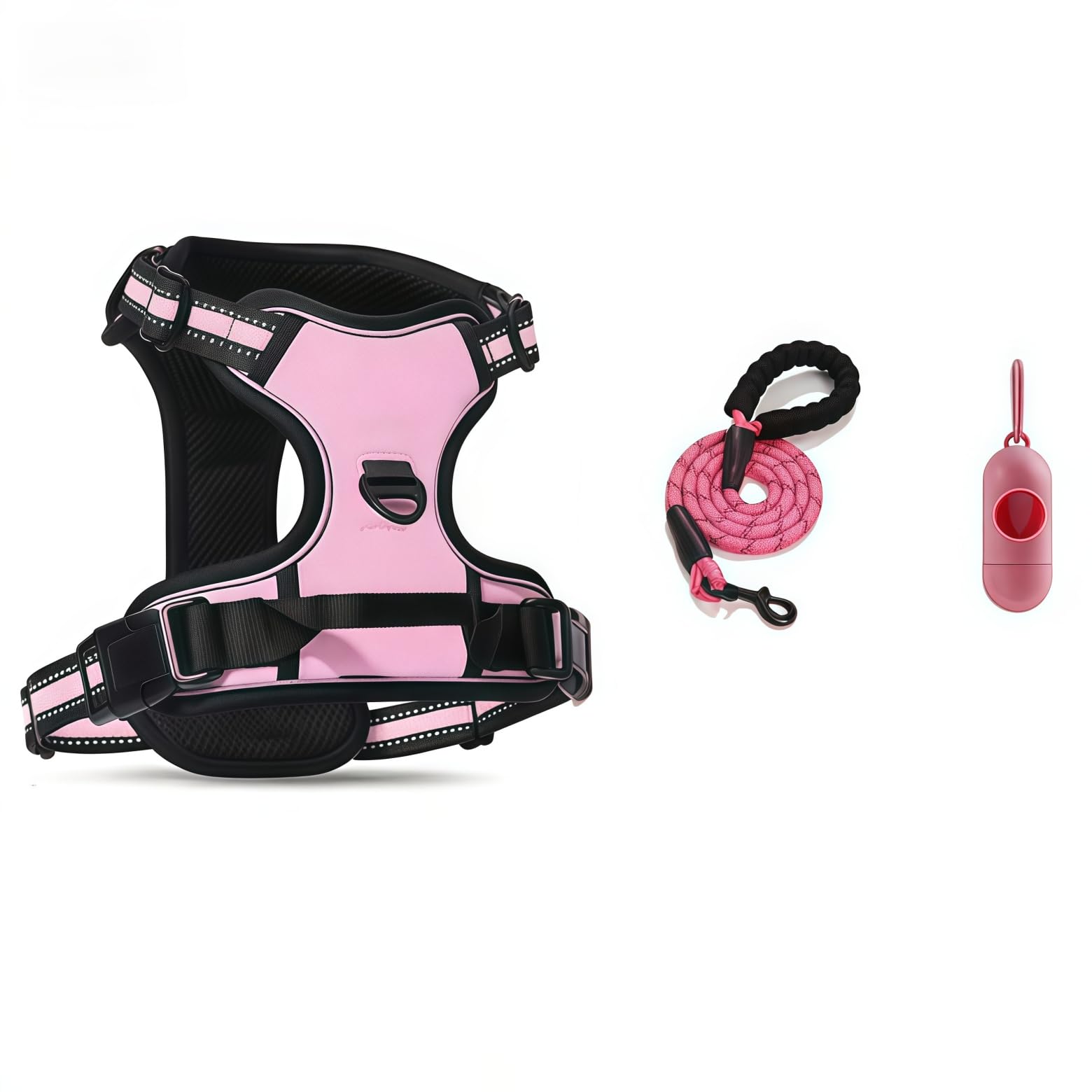 Pettorina tattica per cani anti-tirata Pettorina regolabile riflettente facile da indossare/togliere per addestramento e passeggiate, cani di piccola, media e grande taglia,Rosa,M