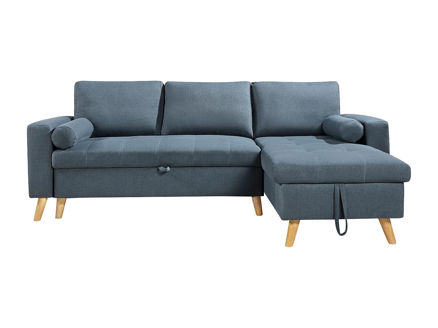 Vente-unique - Divano letto angolare reversibile con contenitore in Tessuto Verde petrolio - KORI