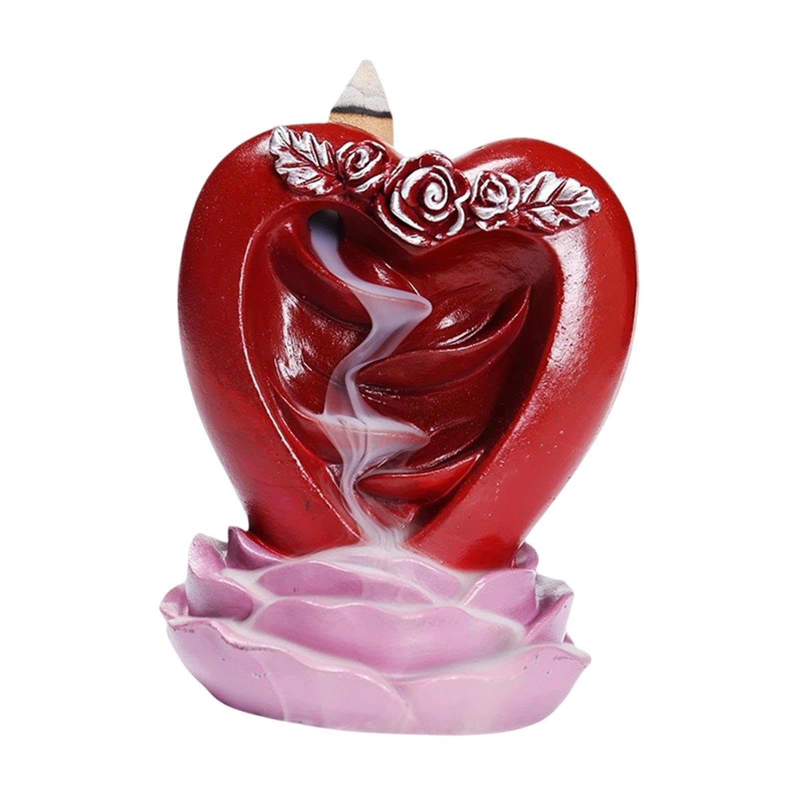 TWISAXC Backflow Incense Holder Living Room Decoration Handicraft Love Shape Figurine Ornament Backflow Incense Burner Yoga Room