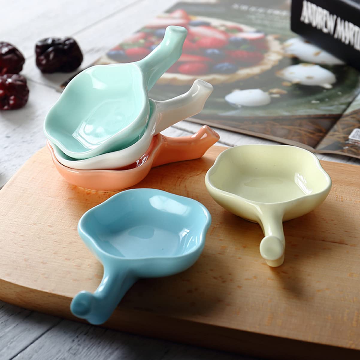Support de repos pour baguettes 3 pièces Support de divertissement fin Cuillère ou plateaux à fruits Bols à barbecue, soucoupes Portion de baguettes Bol de repos Sky- Bleu ciel Petit avec tasses d'as
