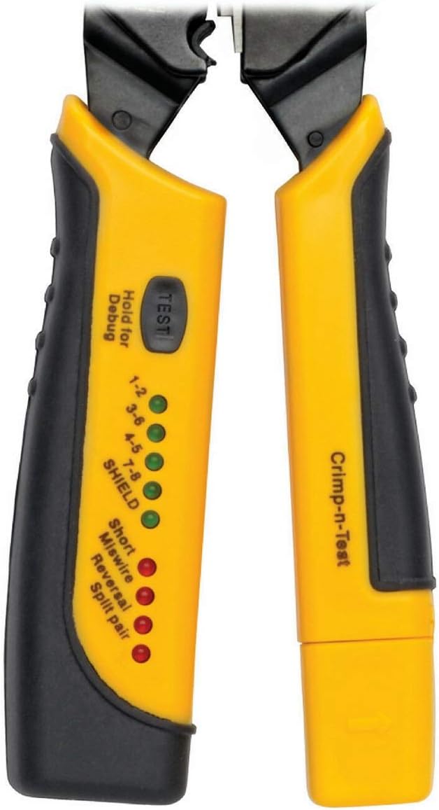 Yankok [HT-376 Modular Plug Crimper] Crimps RJ45 8P8C RJ12 RJ11 6P6C/4C/2C, RJ10 and RJ9 4P4C/2C Connectors, Strip Cut and Test Ethernet Cables w/Cable Tester