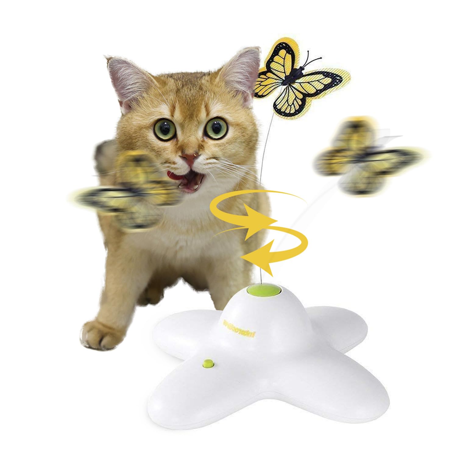 ALL FOR PAWS Cat Butterfly Toy - Interactive, 360° Rotating, Automatic Self Playing Teaser (Shiny Butterfly)