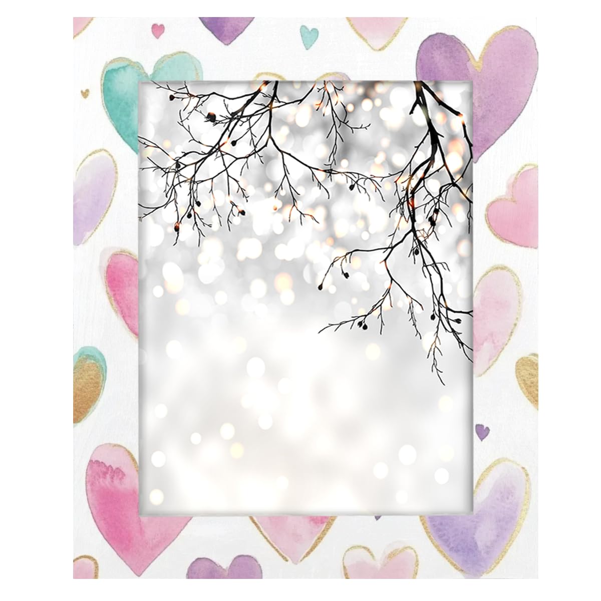 Bilderrahmen aus Holz, buntes Herz, Heimdekoration, Fotocollage-Rahmen für Wand und Schreibtisch, 27,9 x 35,6 cm