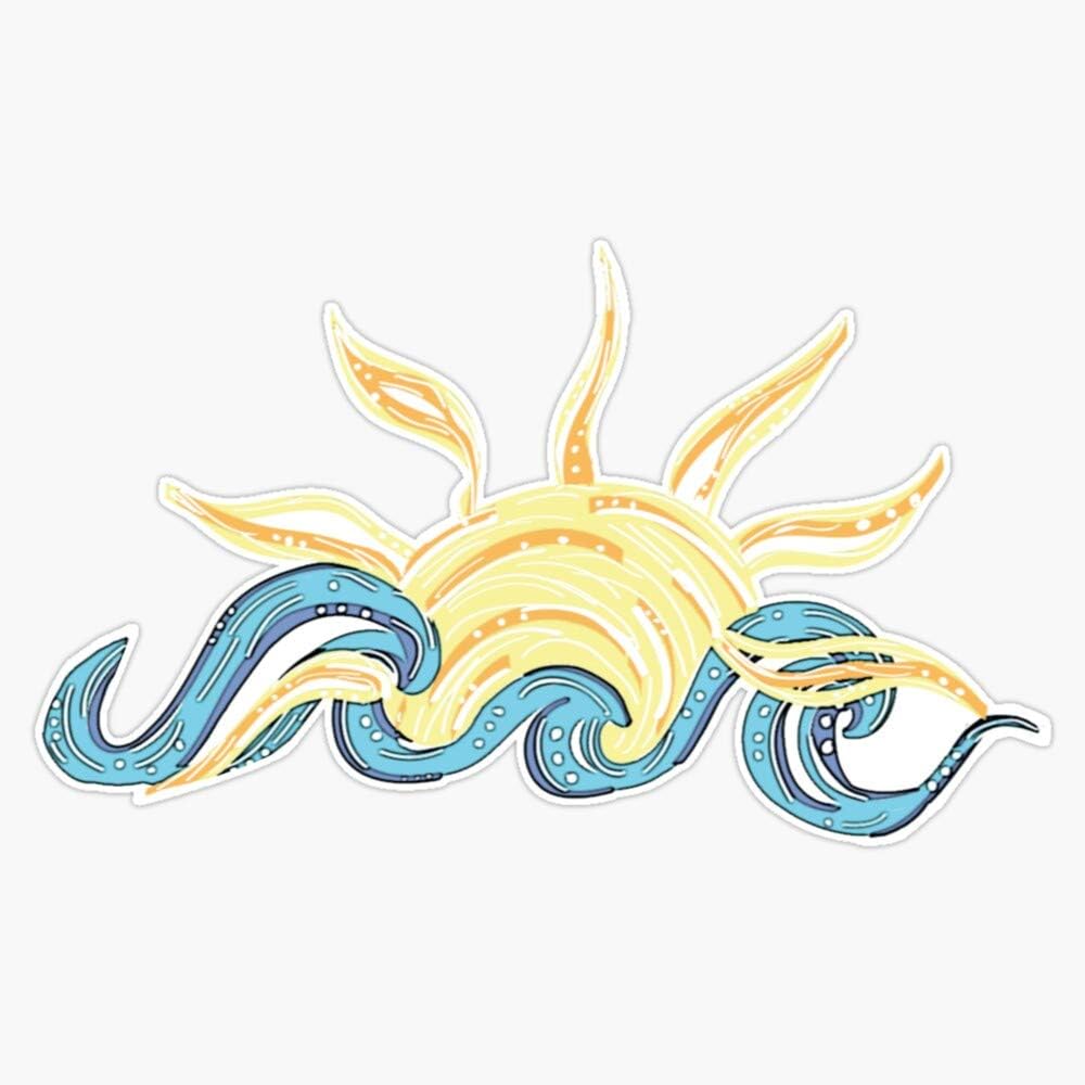 Ocean and Sun - Beach - Gifts - Trendy Cute Vinyl Waterproof Sticker Decal Car Laptop Wall Window Bumper Sticker 5"