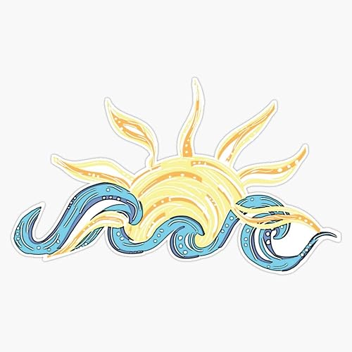 Miniatura 1 de Calcomanía de vinilo impermeable con diseño de océano y sol, playa, regalo de 5 pulgadas