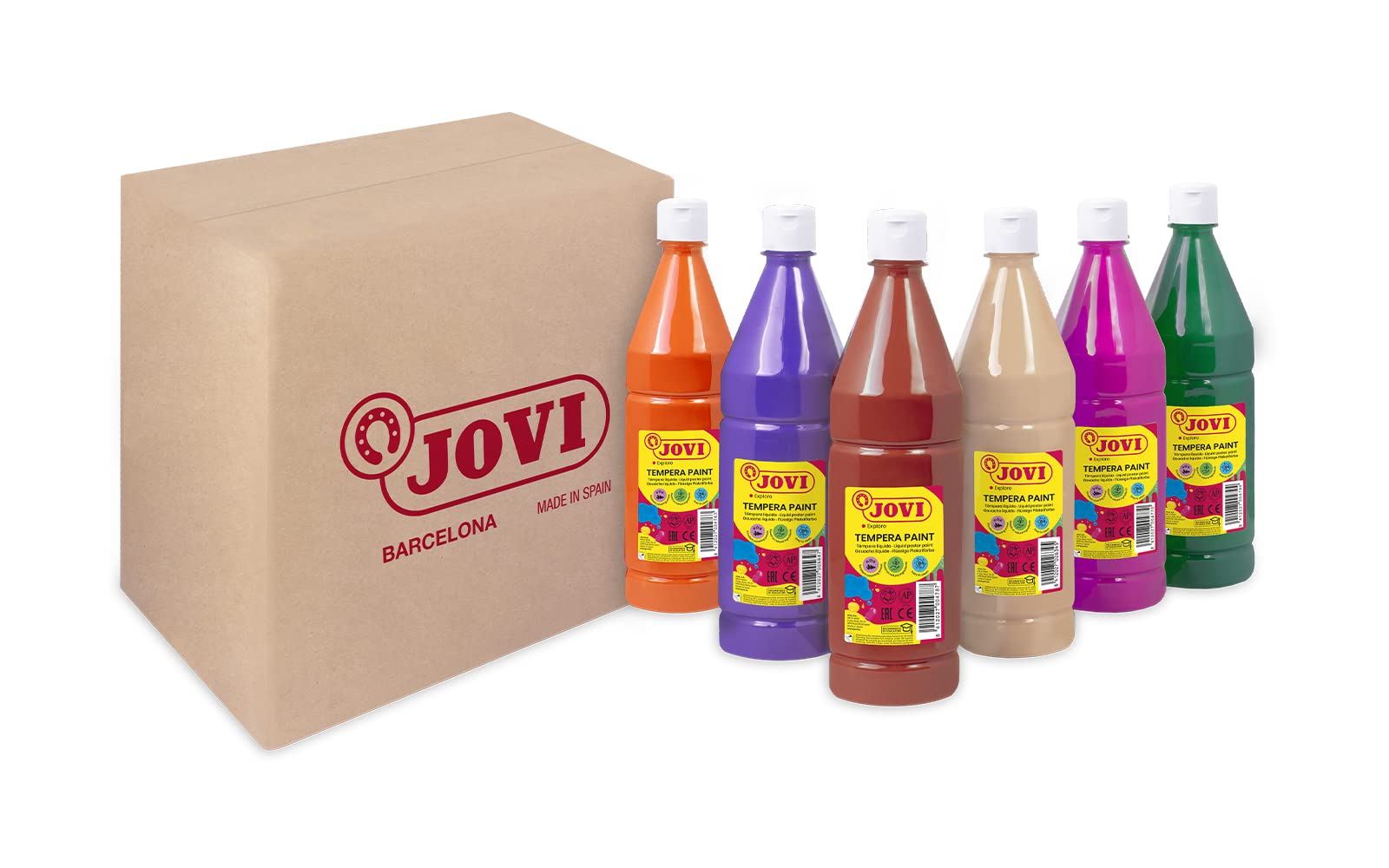 Jovi - Płynna bombka, piórnik 6 pojemników 1 l, kolory wtórne, farba na bazie naturalnych składników, łatwa do mycia, bezglutenowa, idealna do użytku szkolnego (511/6B)
