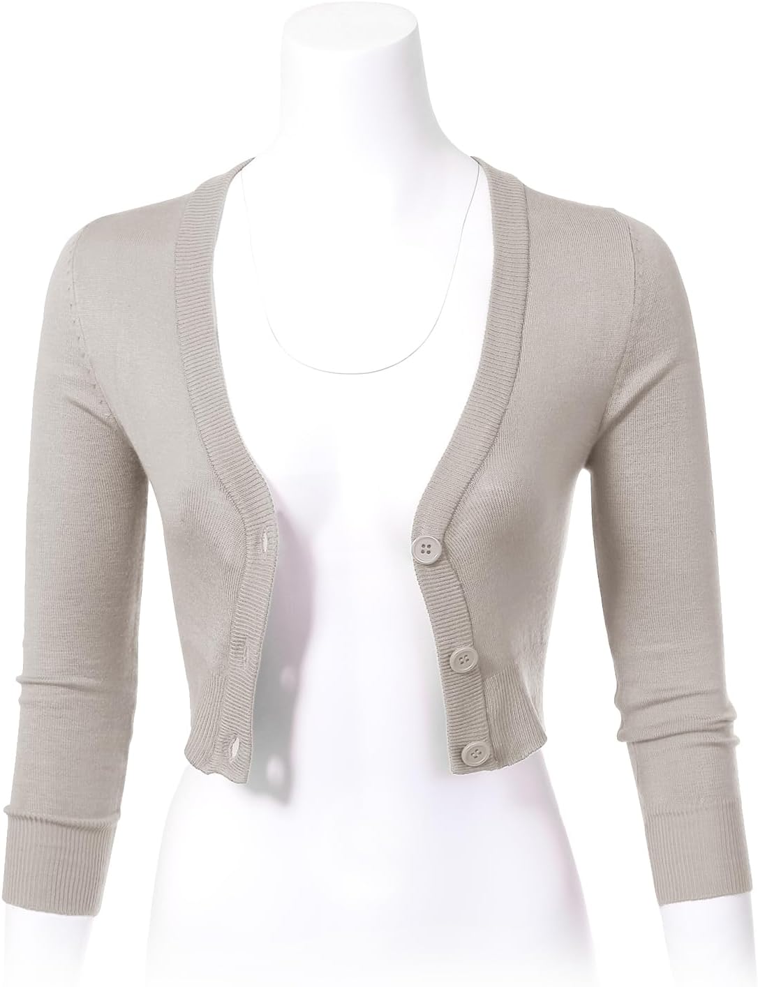 Allsense Women's Cropped Bolero Shrug Cardigan | 3/4 Sleeve, Button Down, Lightweight Knit Sweater