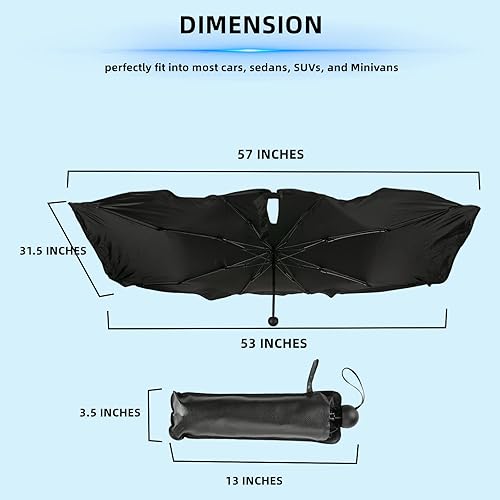 Miniatura 4 de Parasol plegable para parabrisas de automóviles, SUV, mini-camiones y furgonetas, ajuste universal, marco resistente con bloqueo UV 100% y