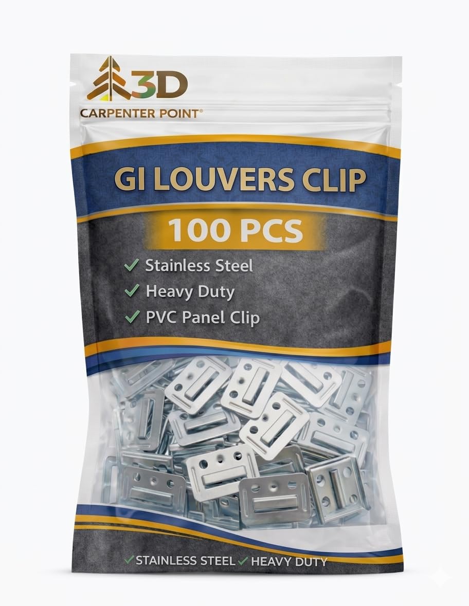 GI Louver Clips for PVC Wall Panels | Galvanized Iron Interlocking Mounting Brackets | Silver | Pack of 100 (100)-image-19