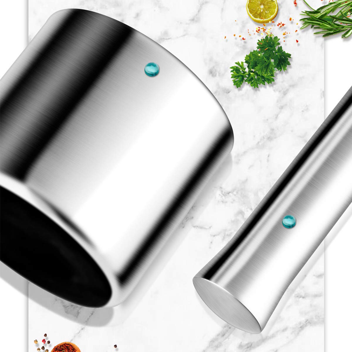 Mortier Et Pilon En Acier Inoxydable Robuste – Broyeur D'Épices, Safran, Ail, Café & Pilules Avec Base Antidérapante Et Poignée Confortable