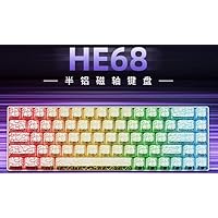 XVX HE68 Hall Effect Keyboard,Rapid Trigger Gaming Keyboard Mode Adjustable Actuation, 8KHz Polling Rate, 60 Percent Wired RGB Backlit Mechanical Key board w IMD Keycaps for Mac/Win-White- Ice Crack
