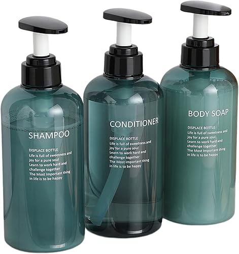Altsuceser 3 botellas reutilizables de champú y acondicionador dispensador recargable de ducha dispensador de jabón de prensa de bomba de plástico