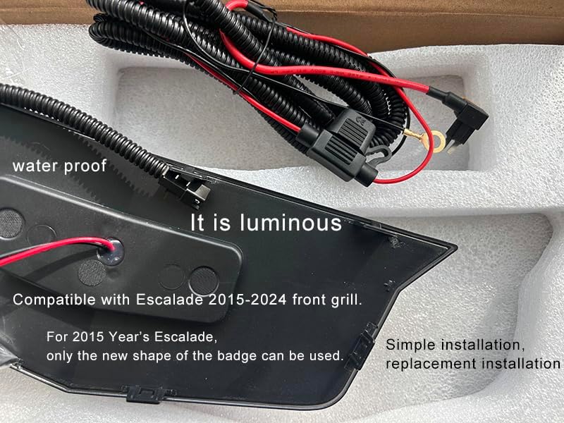 Car Glowing Light Up Emblem Illuminated Led Badge Sticker Upgrade Replacement Compatible with Escalade Model (Silver with White led)