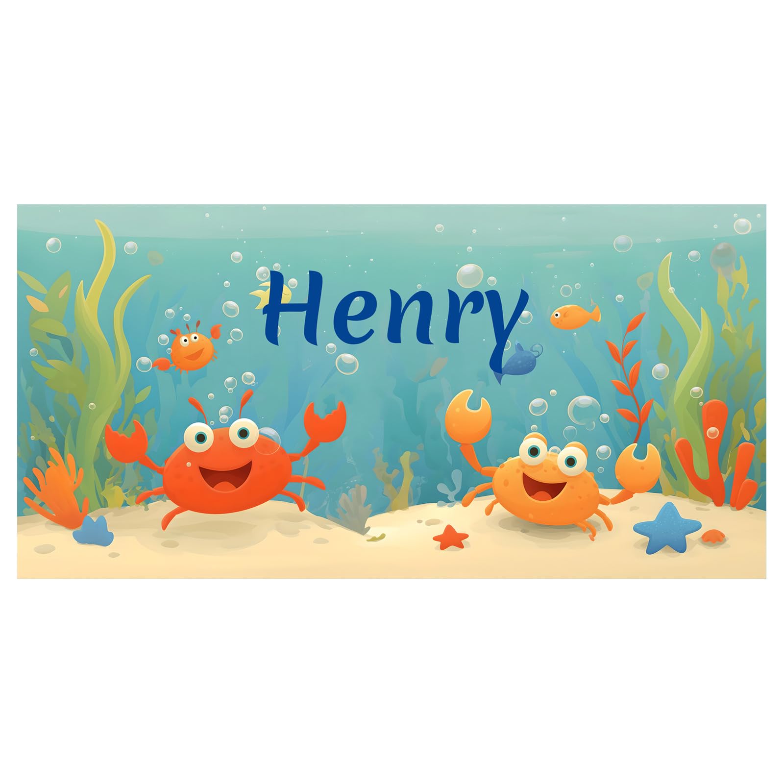 Trafagala Personalized Beach Towels for Kids Adults Custom Microfiber Beach Towels with Names 30x60inch Sand Free Quick Dry Beach Towel for Girls Boys Customized Swimming Pool Towel(Sea-1