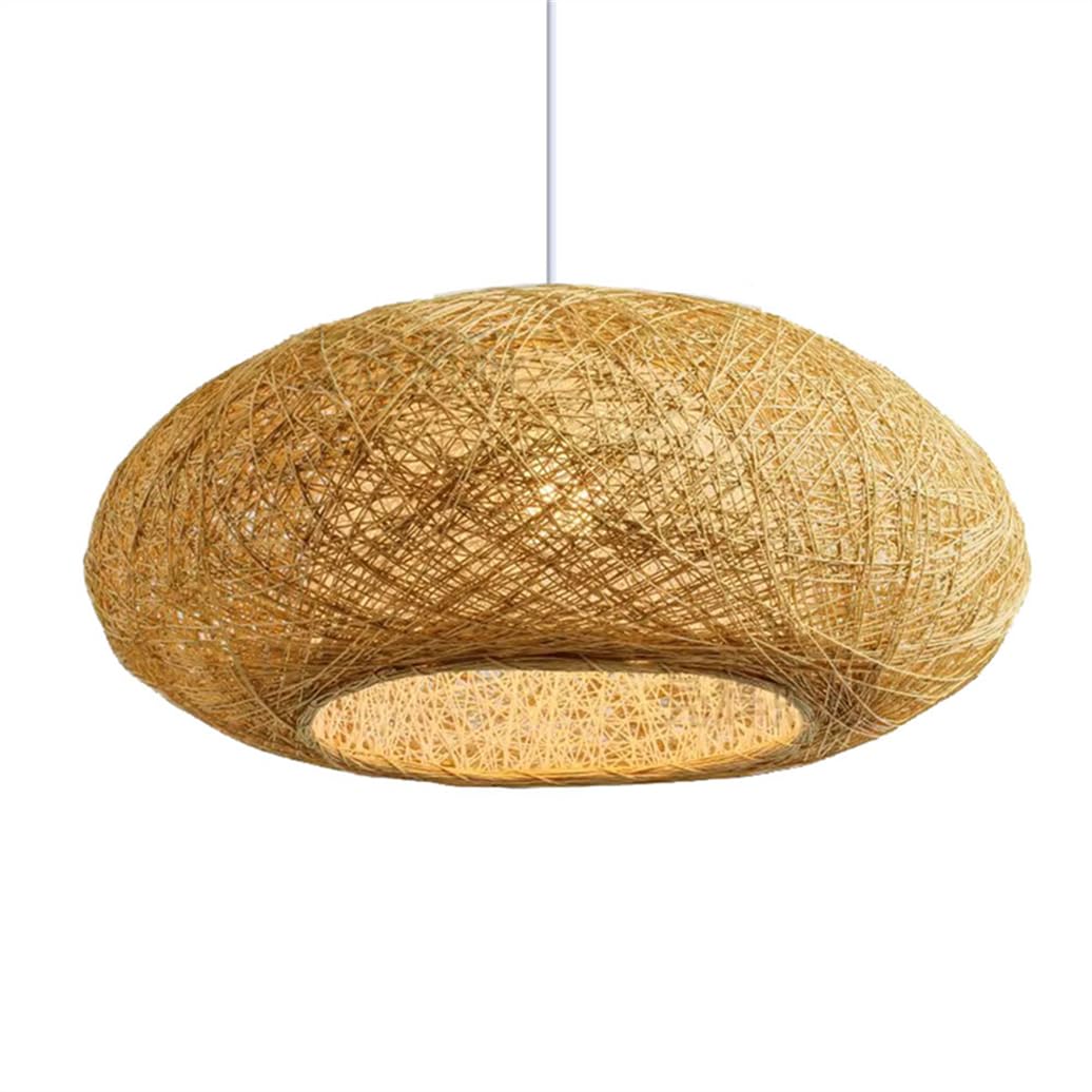 LQZCXMF Rustic Rattan Wicker Lamp Shade Creative Handmade Lantern Boho Light Fixture for Kitchen Chandelier Bohemian Dining Flush Mount Light Fixtures for Hallway Bedroom Ceiling Chandelier