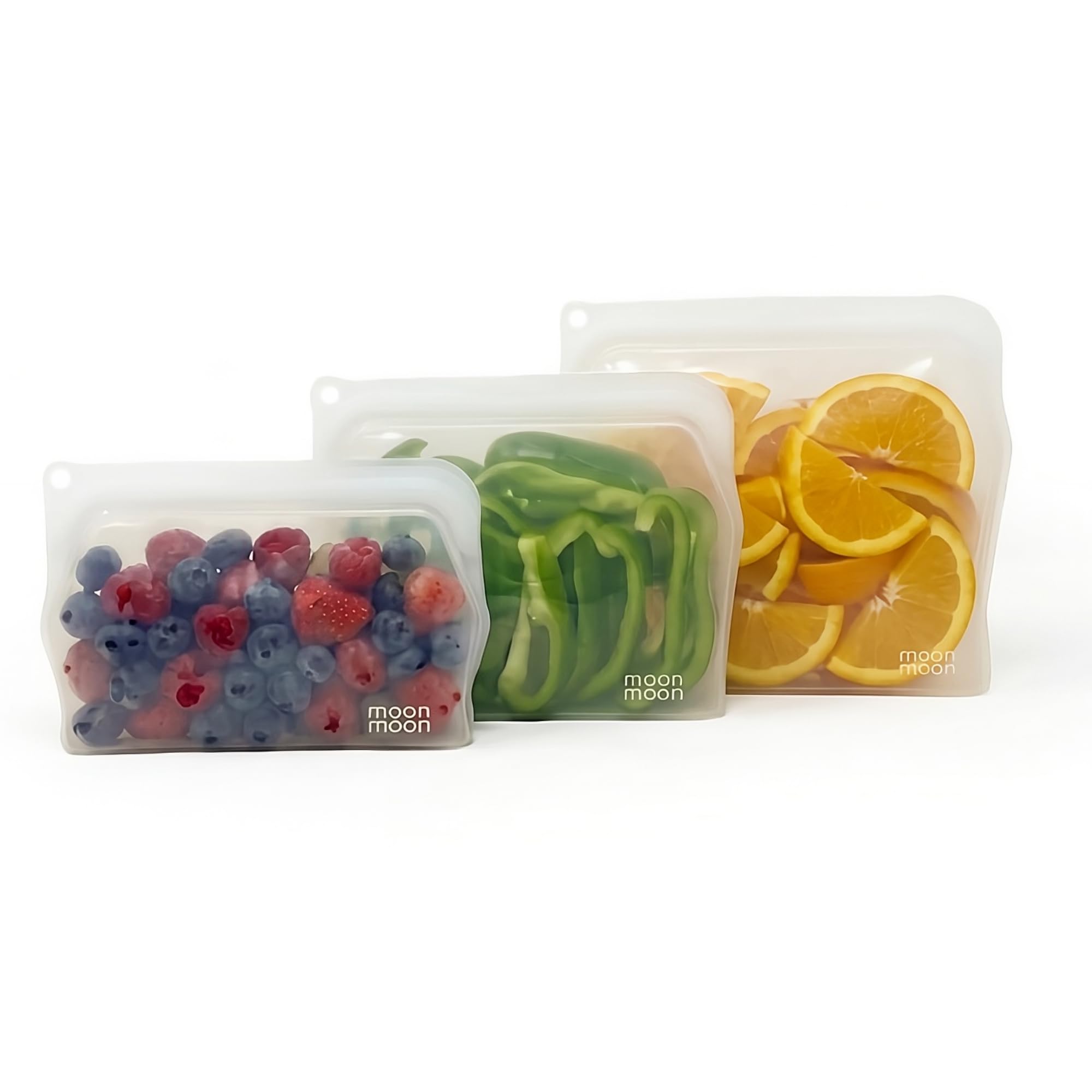 Eco Friendly Reusable Silicone Food Freezer Bags Leakproof Clear Set of 3 Pcs