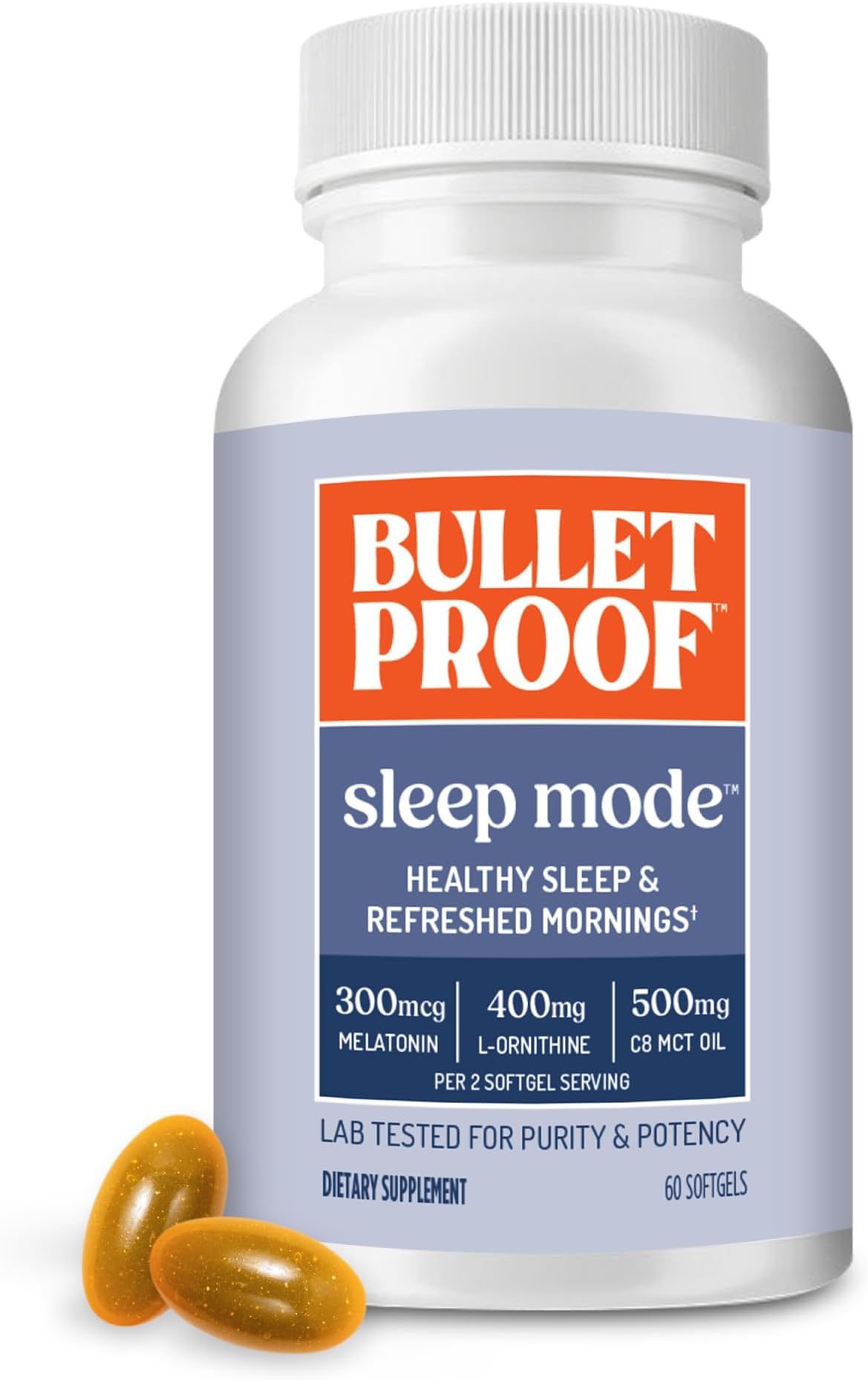 Bulletproof Sleep Mode Softgels, 60 Count, Supplement with Brain Octane C8 MCT Oil to Support Sleep