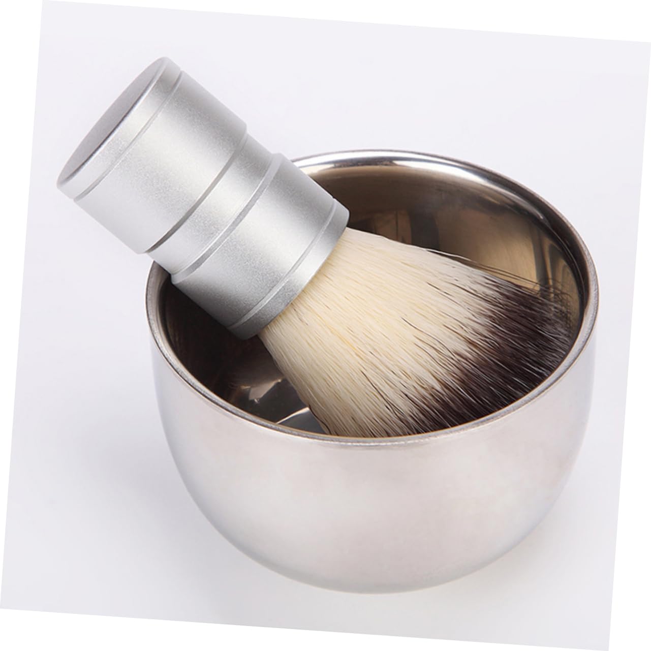 Beatifufu 2pcs Men's Beard Brush Cleaning Kit Stainless Steel Bowl Nylon Brush for Gentle Facial Cleansing
