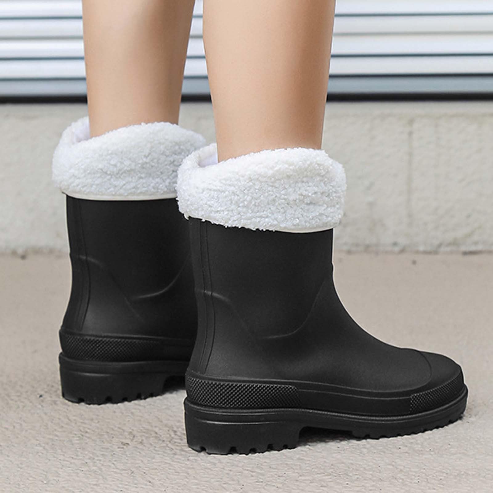 Bottes d'extérieur en caoutchouc pour femme Imperméable Coupe-Vent unisexes sécurité de qualité Chaussures Facile désinfecter Fourrure polaire doublure Les Pieds Chauds et secs